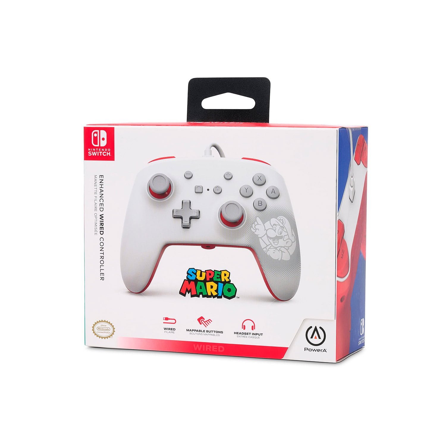 Mando Pro PowerA Con Cable Nintendo Switch Mario White - Game Center SAC