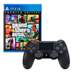 Mando Playstation 4 Dualshock Negro + Grand Theft Auto V