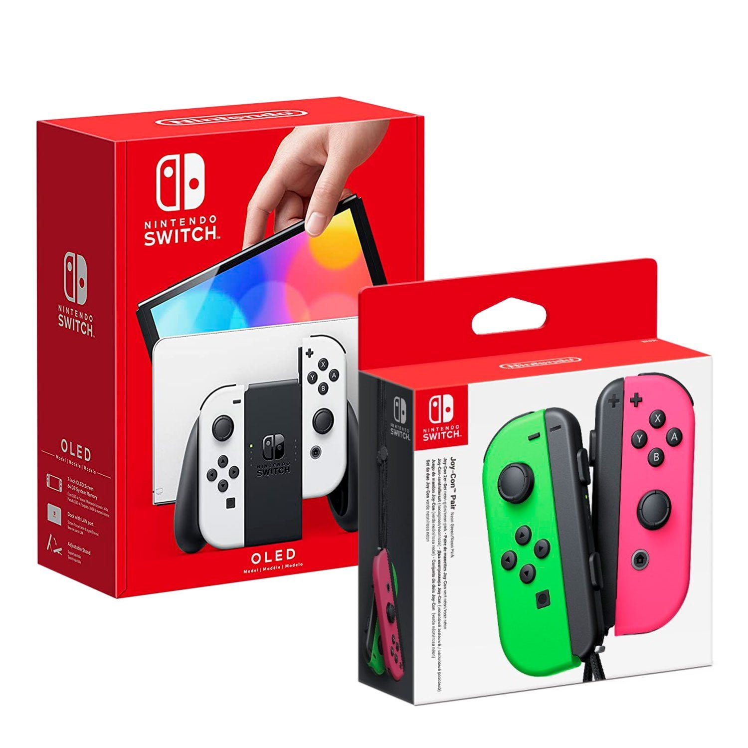 Nintendo Switch OLED (Blanca) + 3 Games + Joy Con (Verde / Rosa)