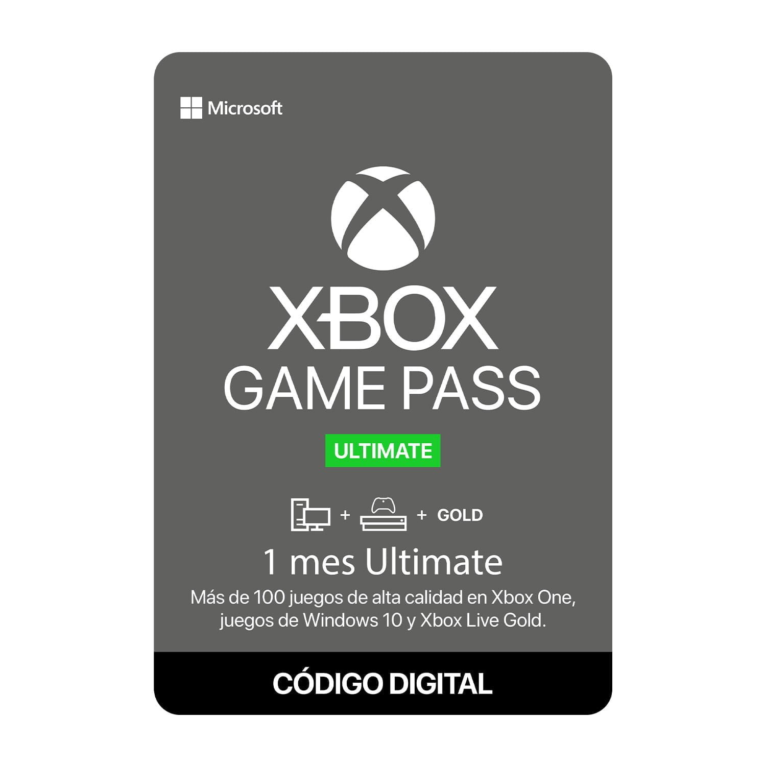 Gift Card Xbox Game Pass Ultimate 1 Mes (GLOBAL) código Digital
