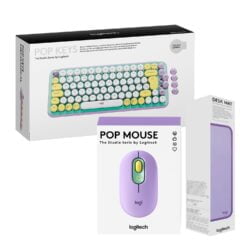 Teclado Pop Keys Wireless + Mouse Pop Bluetooth + Pad Mouse Deskpad 300X700Mm Lila/Green