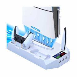 Soporte De Refrigeración Led Multifuncional Con Controlador De Carga Playstation 5 Slim Blanco