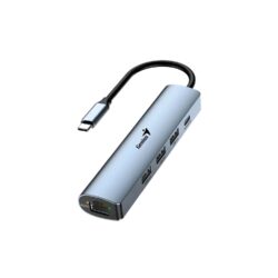 Adaptador Hub USB-C Genius UH-545 gigabit ethernet 1-usb-c 3-usb-A
