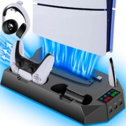 Base de Carga con Soporte de Refrigeracion para PS5 Slim & Standard Negro