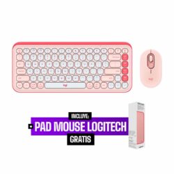 Teclado Logitech + Mouse Pop Icon Bluetooth/Wireless Sp Copilot Rose